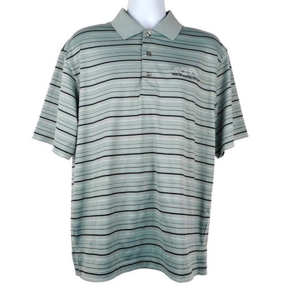 Monterey Club Mens Golf Polo Shirt L Striped Short Sleeve Crotched Mountain Club